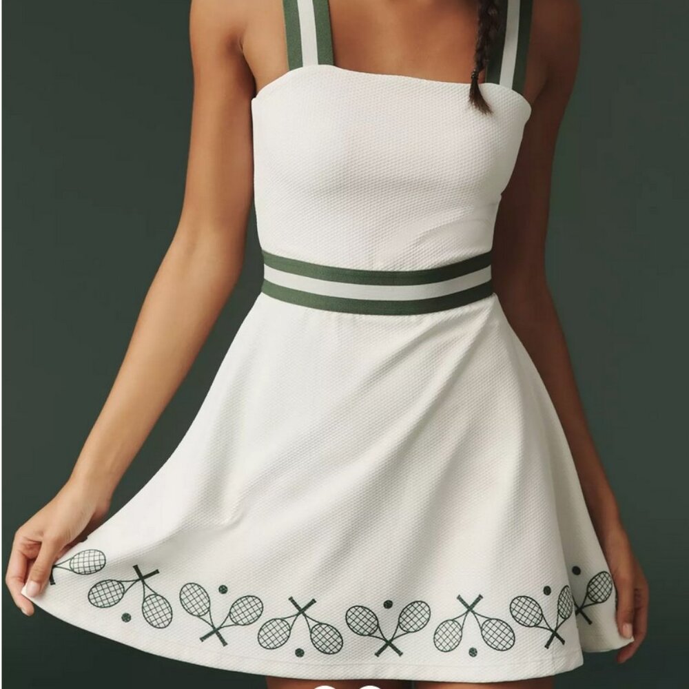 BEACH RIOT miriam tennis mini dress in racquet white NWT